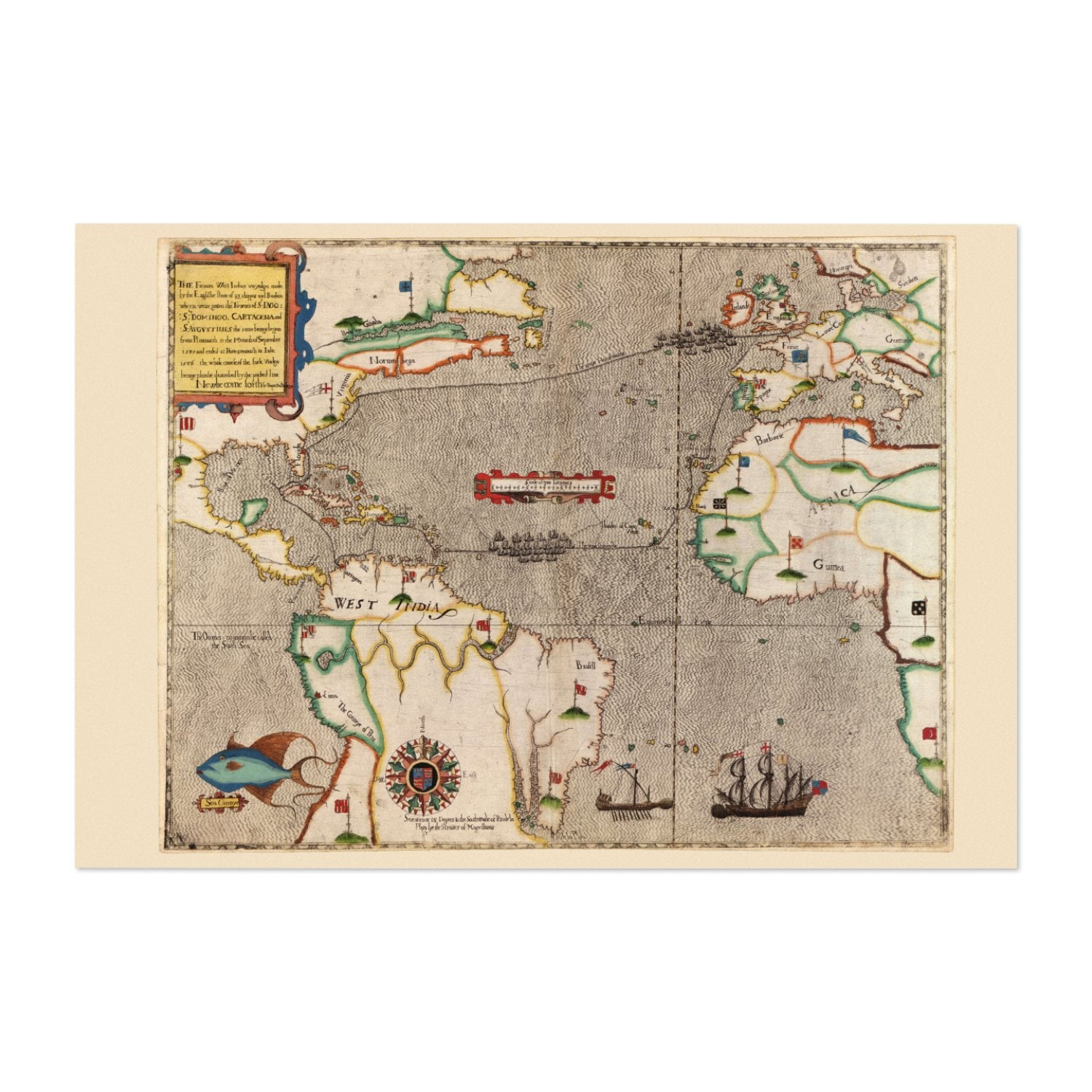 Drake West Indies Voyage 1585 poster print
